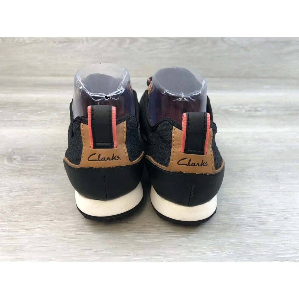 Clarks Women's Black Athletic Sneakers with Tan and Coral Accents